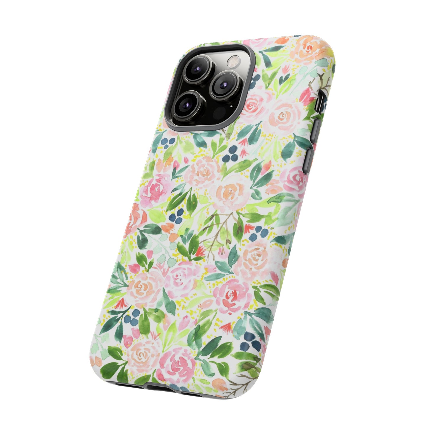 Pink Rose Pattern Tough iPhone Case