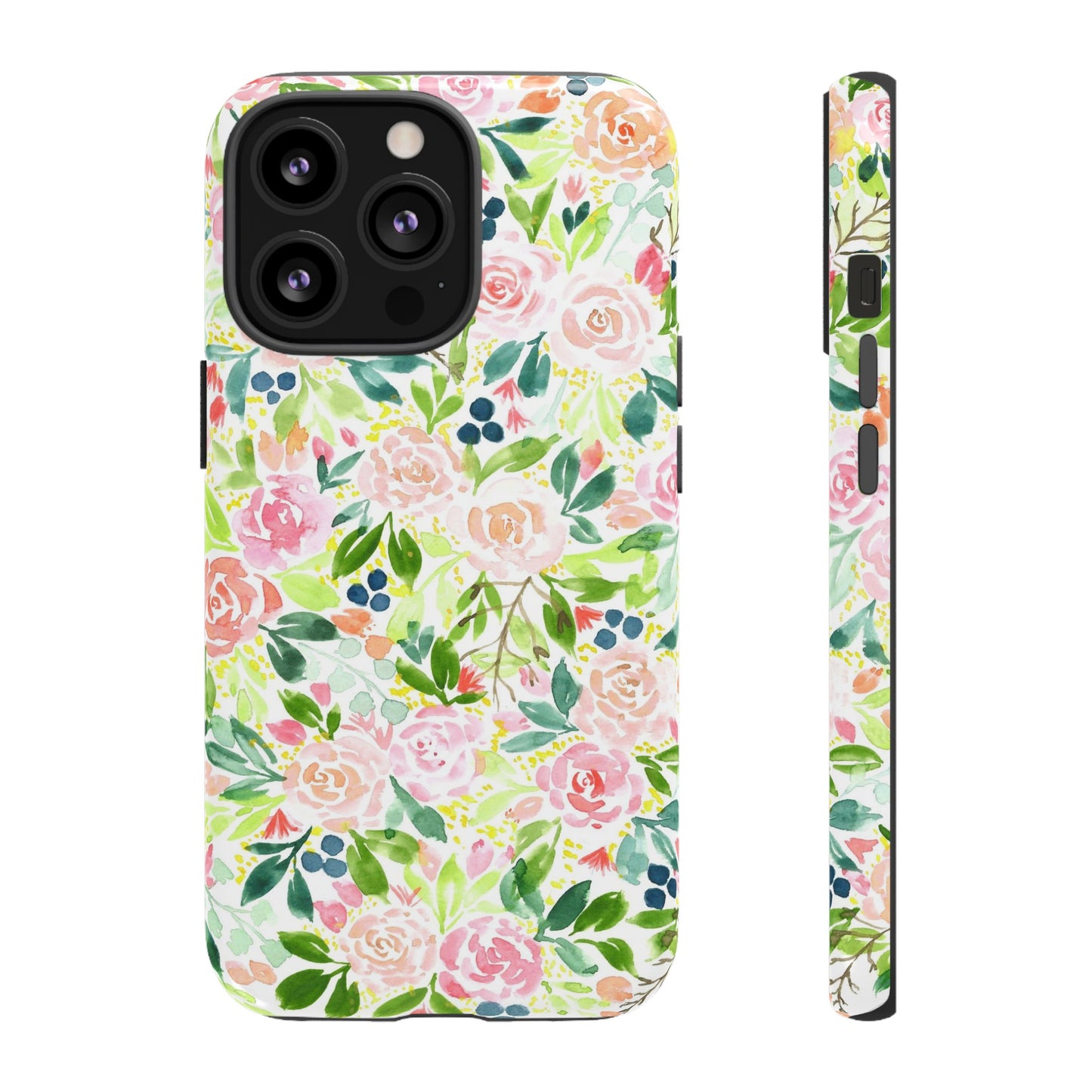 Pink Rose Pattern Tough iPhone Case