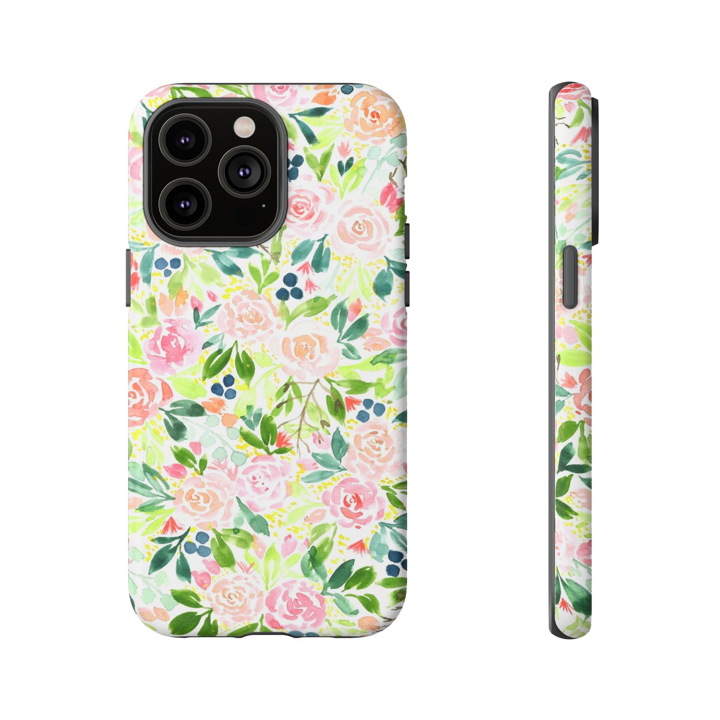 Pink Rose Pattern Tough iPhone Case