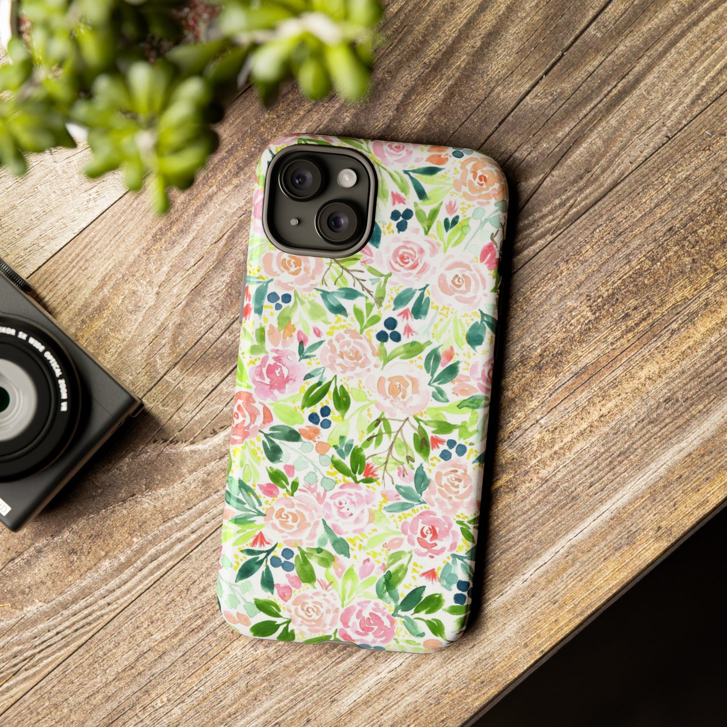 Pink Rose Pattern Tough iPhone Case