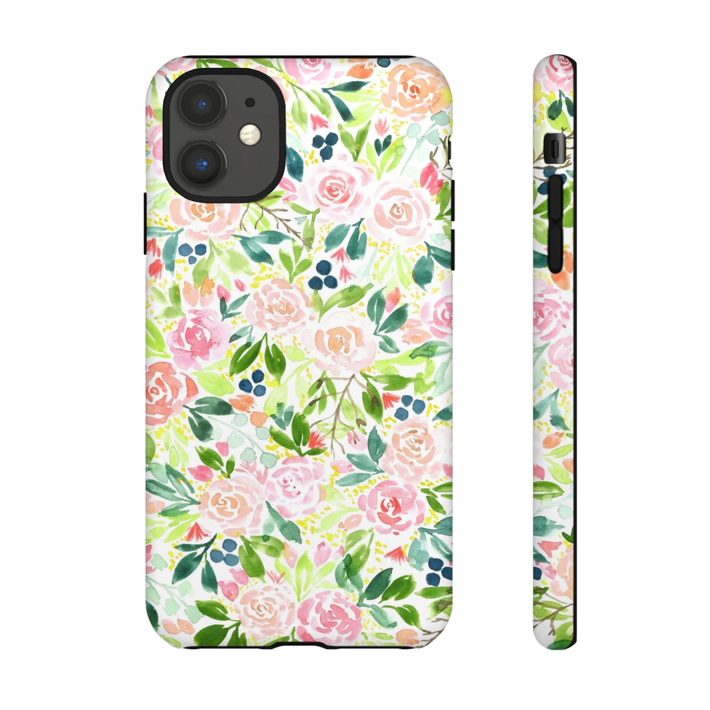 Pink Rose Pattern Tough iPhone Case