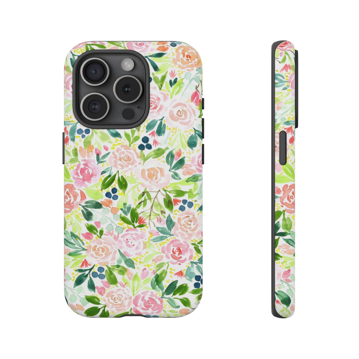 Pink Rose Pattern Tough iPhone Case