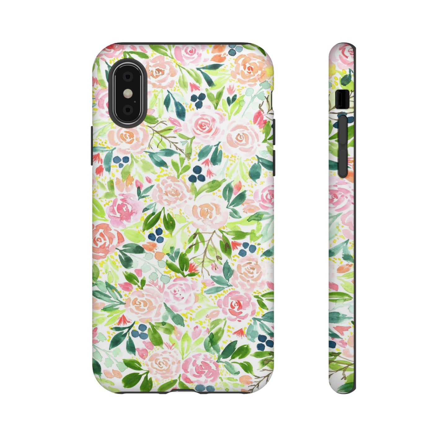 Pink Rose Pattern Tough iPhone Case