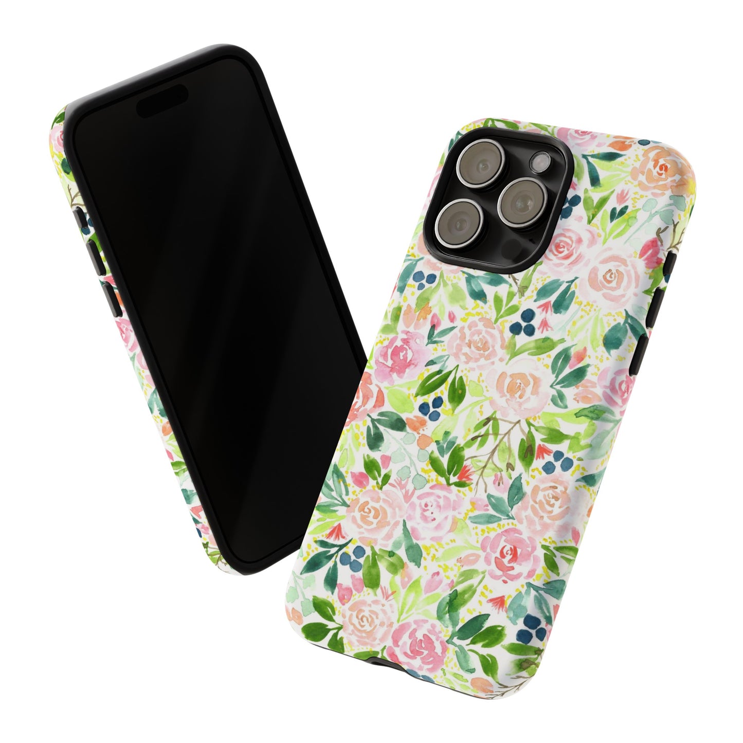 Pink Rose Pattern Tough iPhone Case