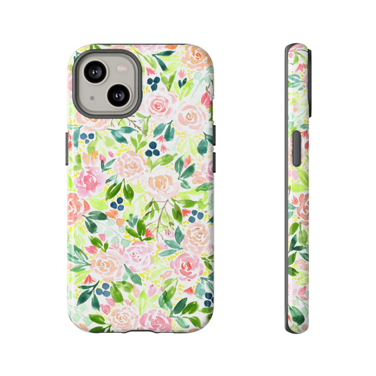 Pink Rose Pattern Tough iPhone Case