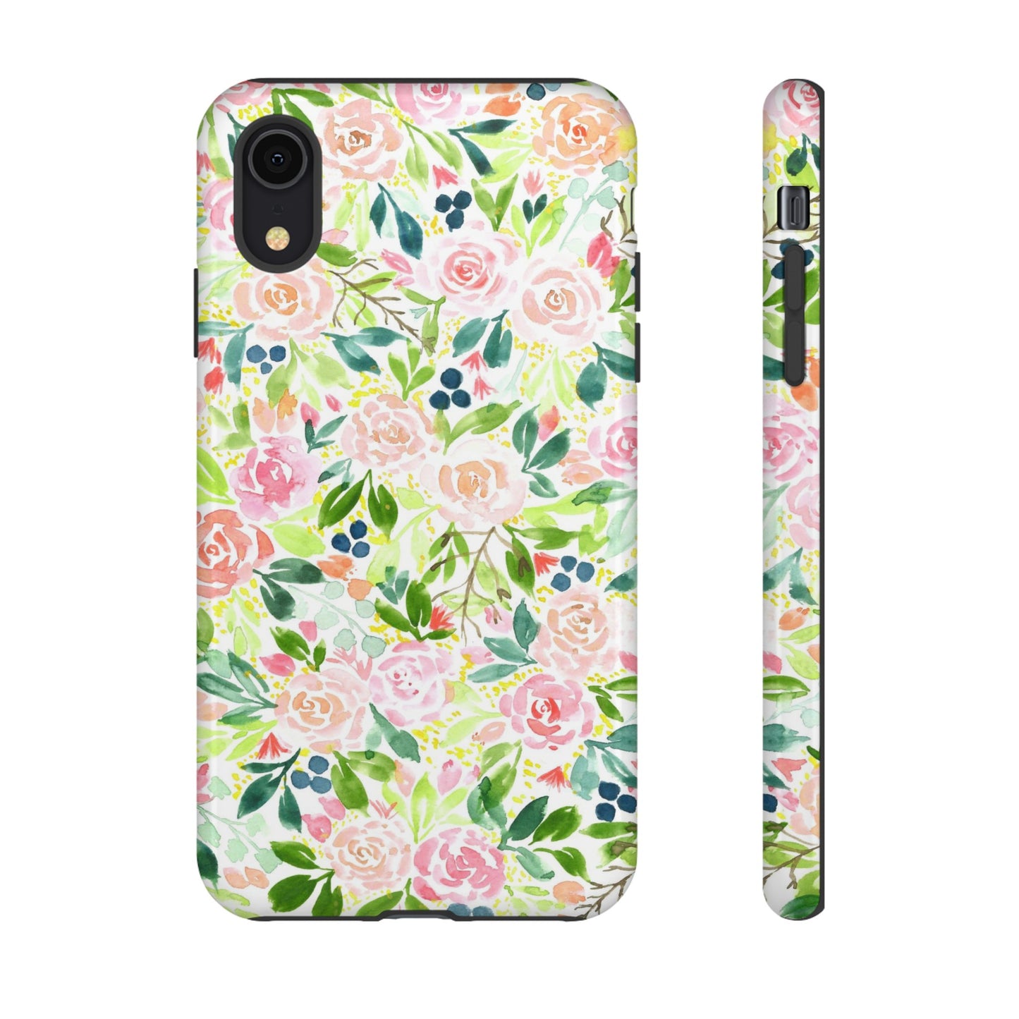 Pink Rose Pattern Tough iPhone Case