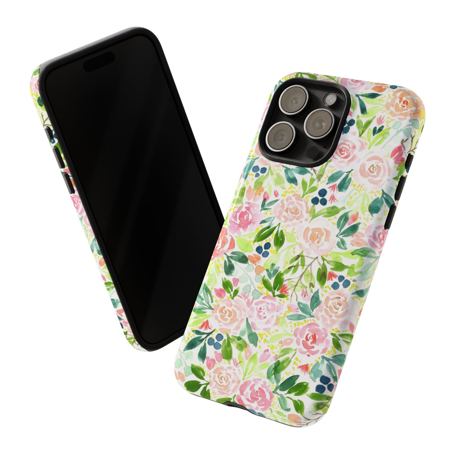 Pink Rose Pattern Tough iPhone Case