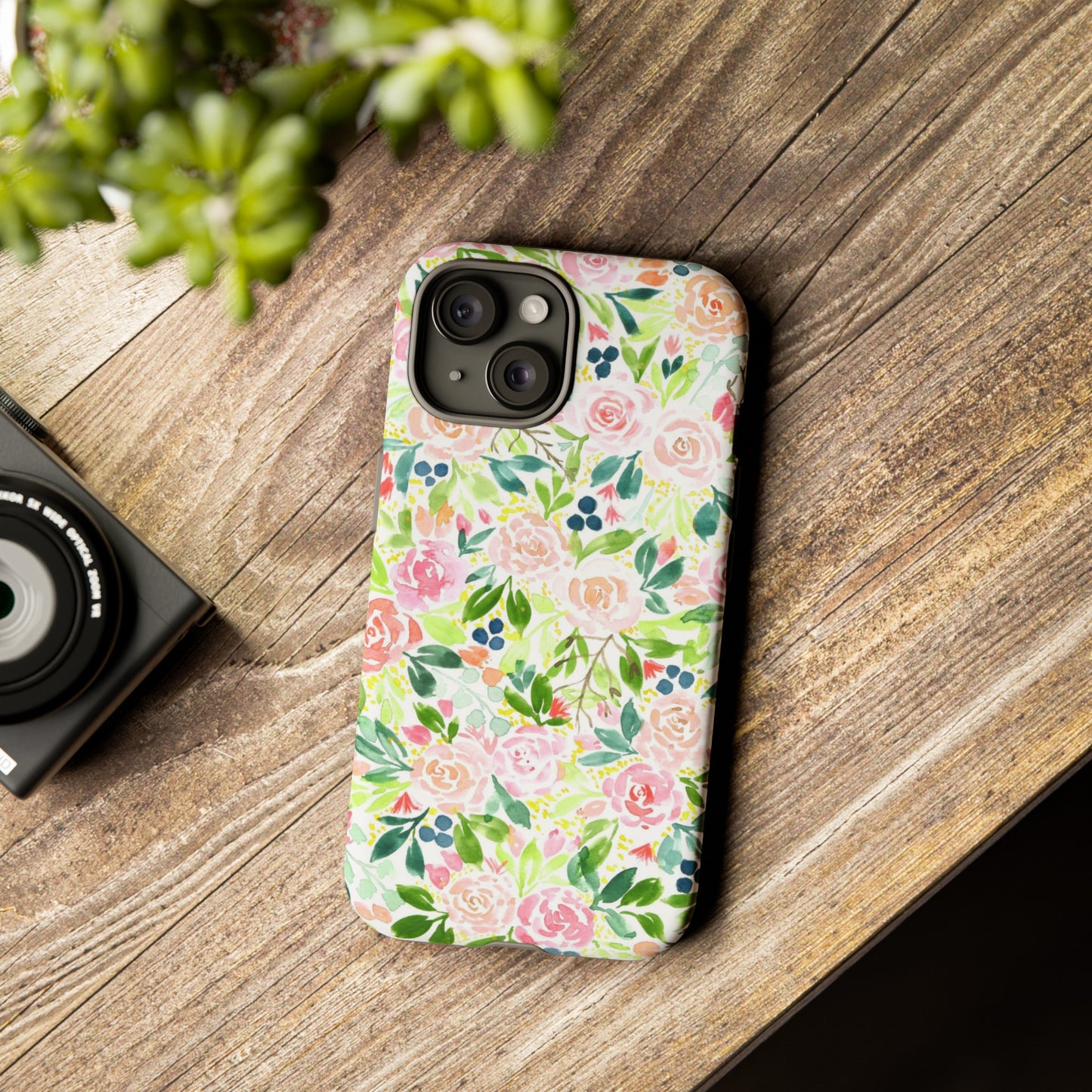 Pink Rose Pattern Tough iPhone Case