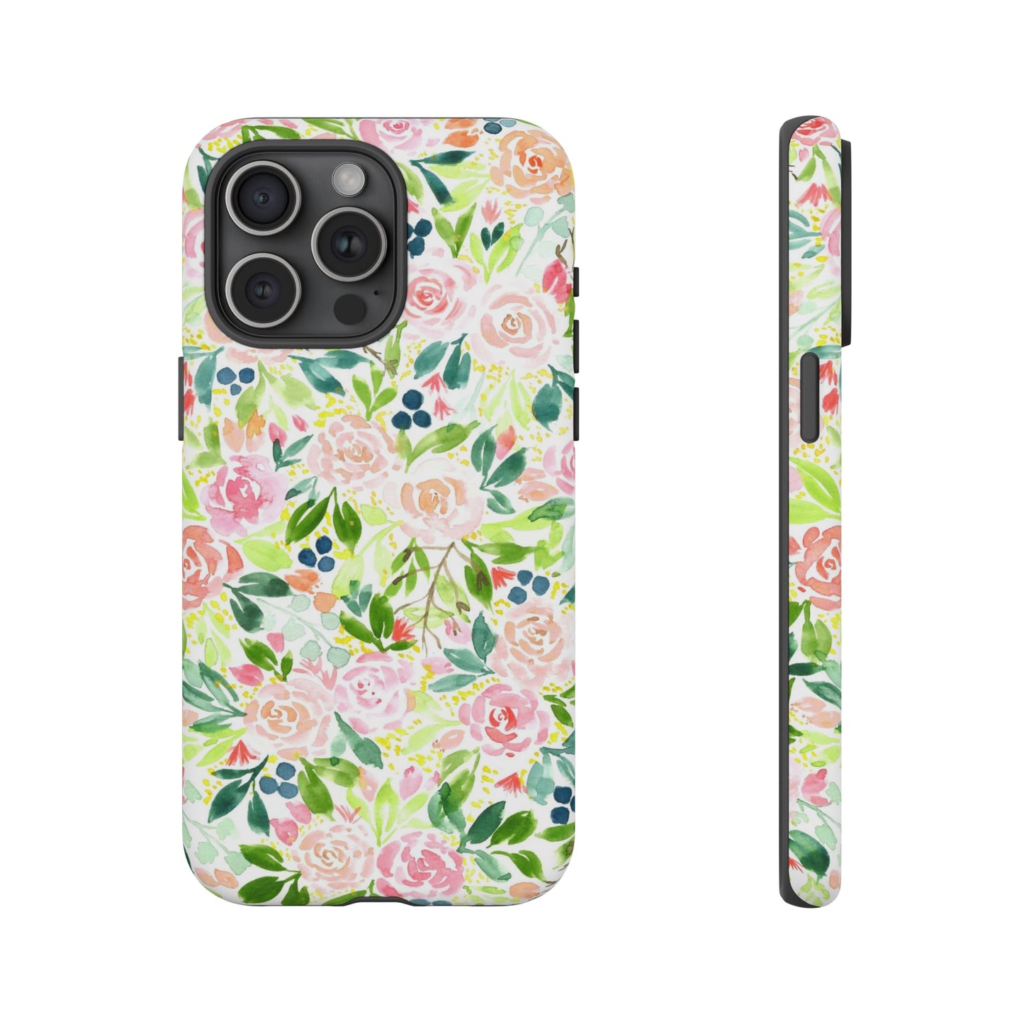 Pink Rose Pattern Tough iPhone Case