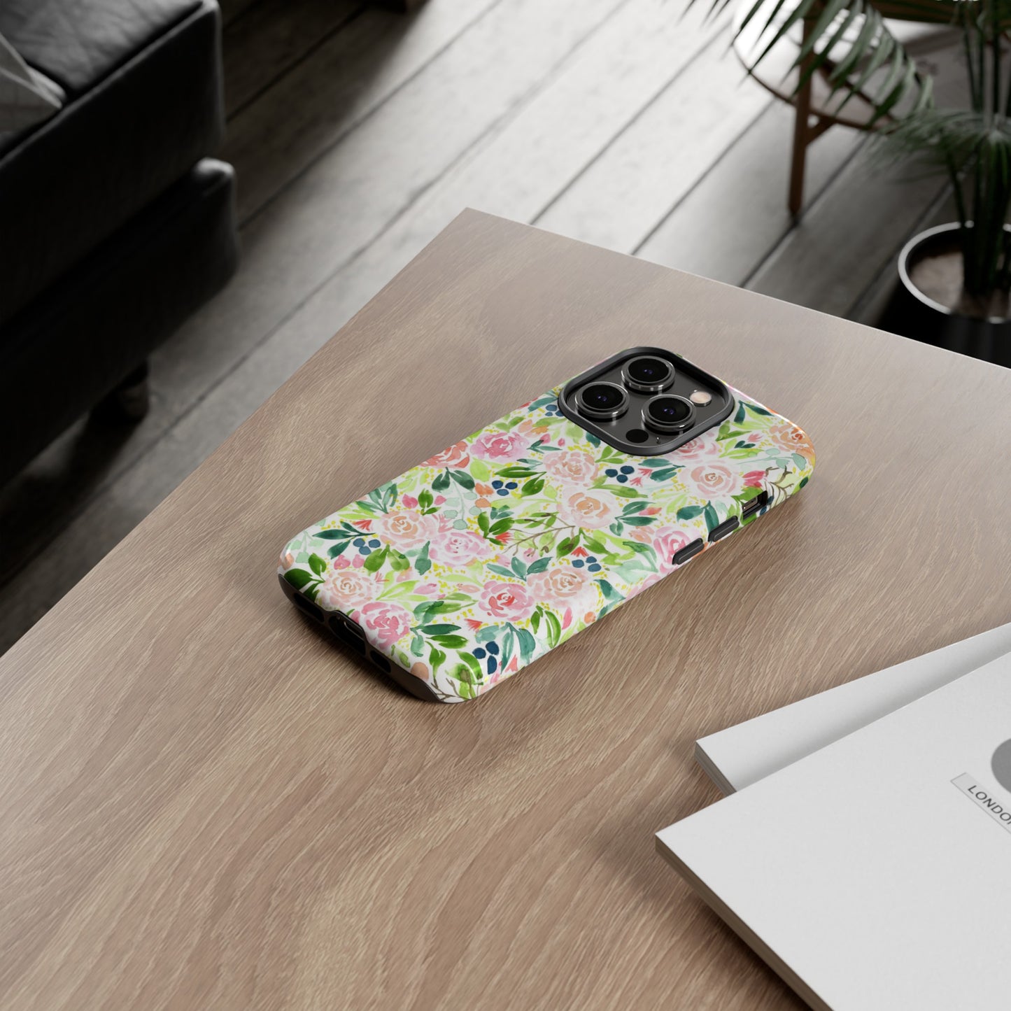 Pink Rose Pattern Tough iPhone Case