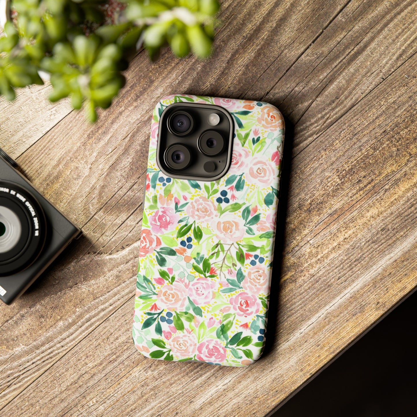 Pink Rose Pattern Tough iPhone Case