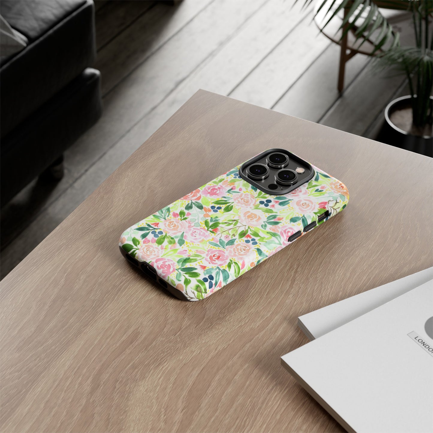 Pink Rose Pattern Tough iPhone Case