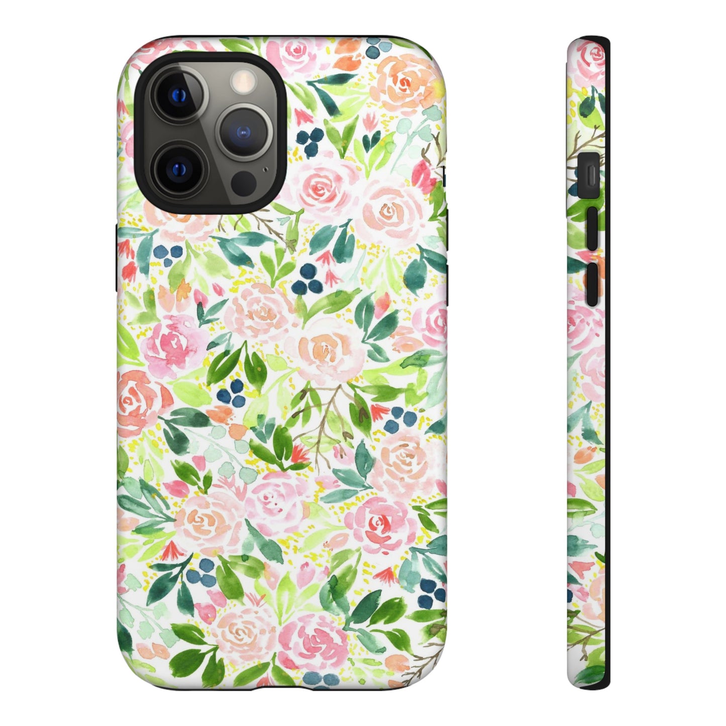 Pink Rose Pattern Tough iPhone Case