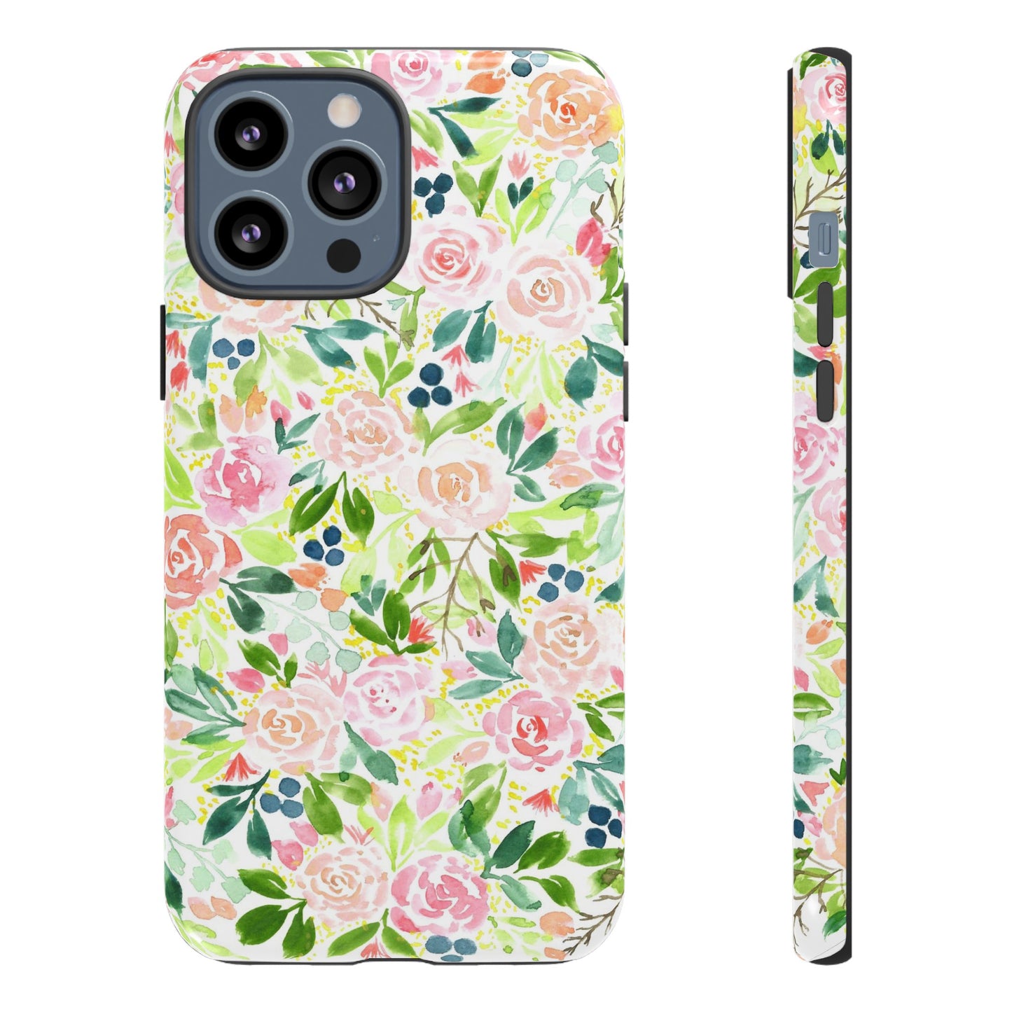 Pink Rose Pattern Tough iPhone Case