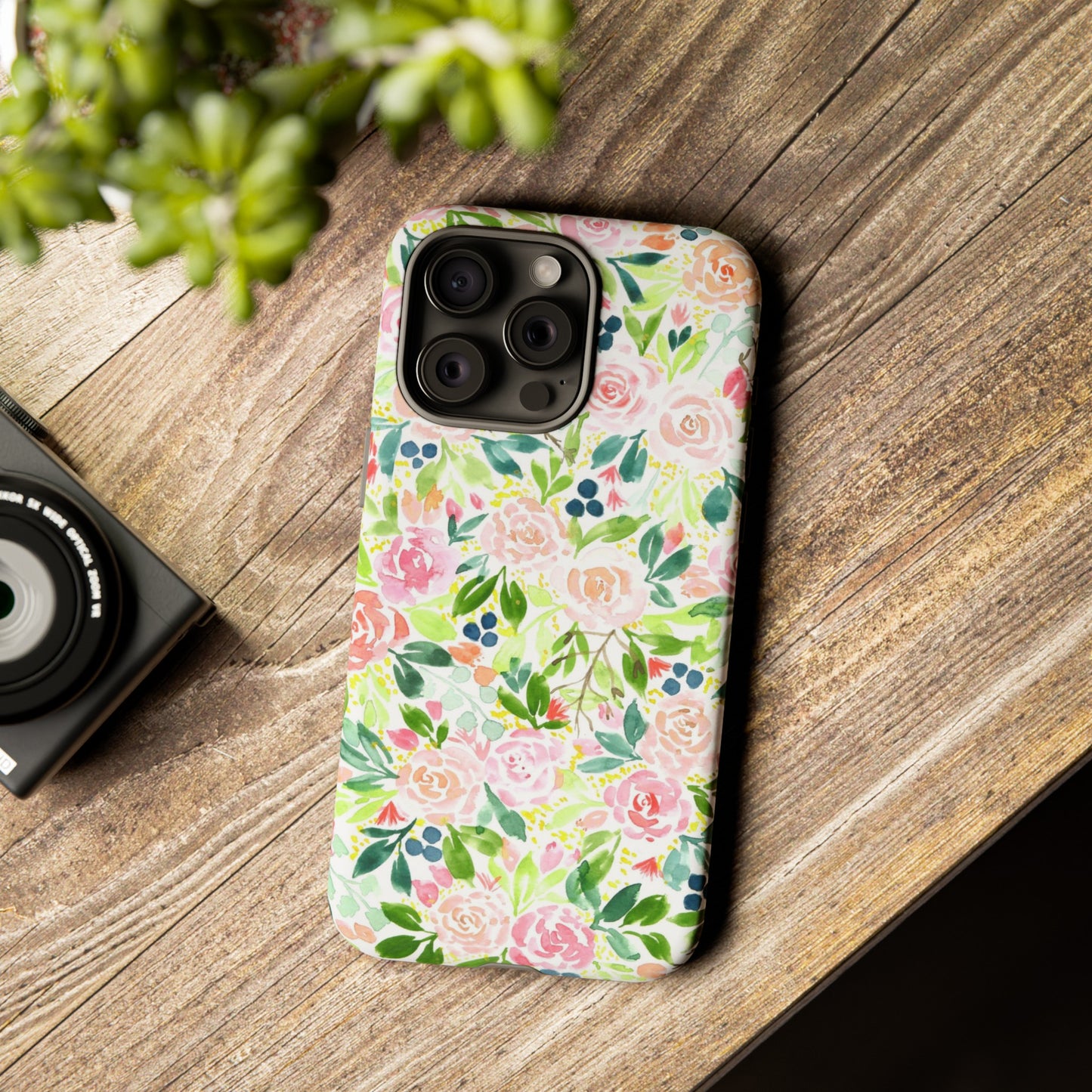 Pink Rose Pattern Tough iPhone Case