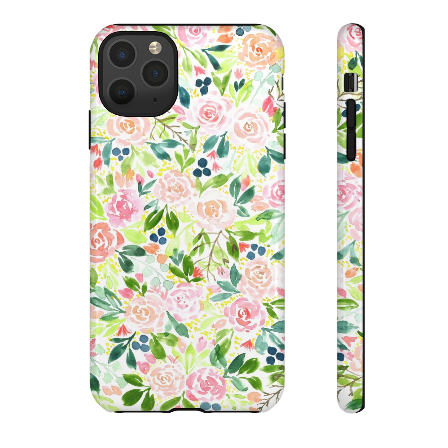 Pink Rose Pattern Tough iPhone Case