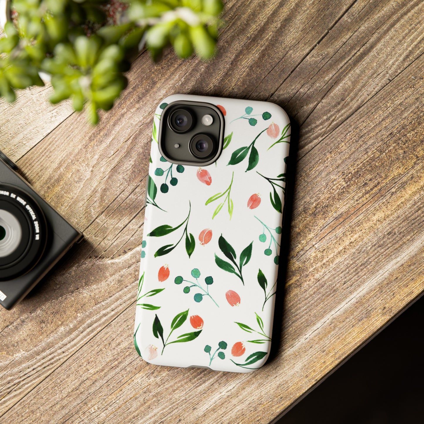 Green Floral Tough iPhone Case