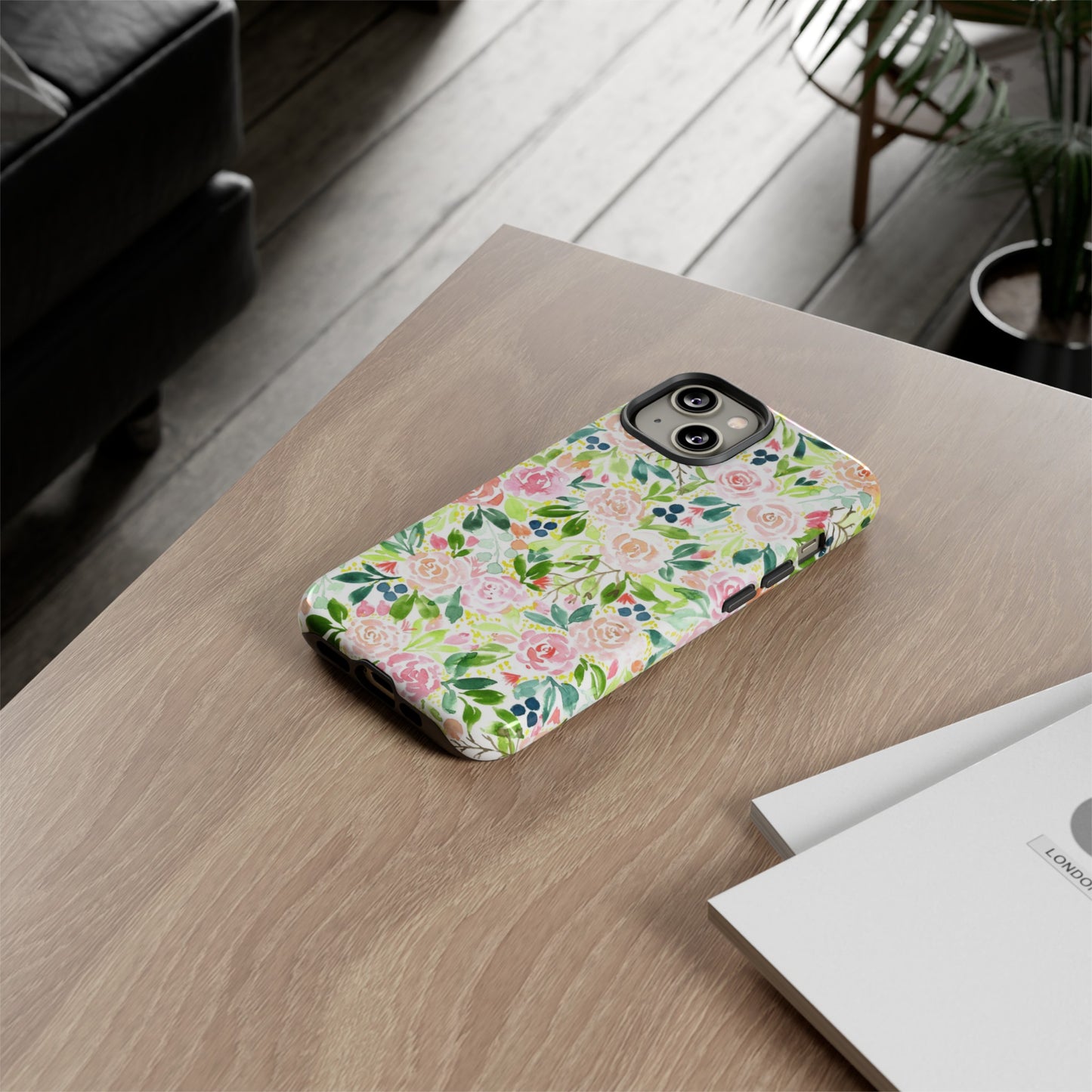 Pink Rose Pattern Tough iPhone Case