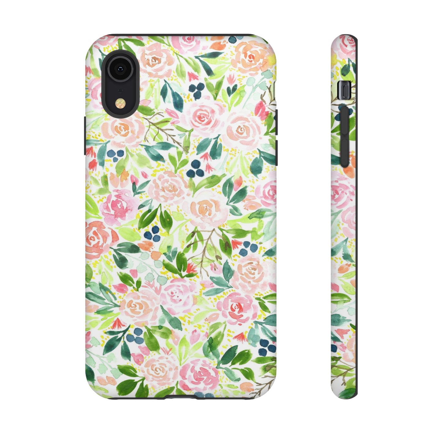 Pink Rose Pattern Tough iPhone Case