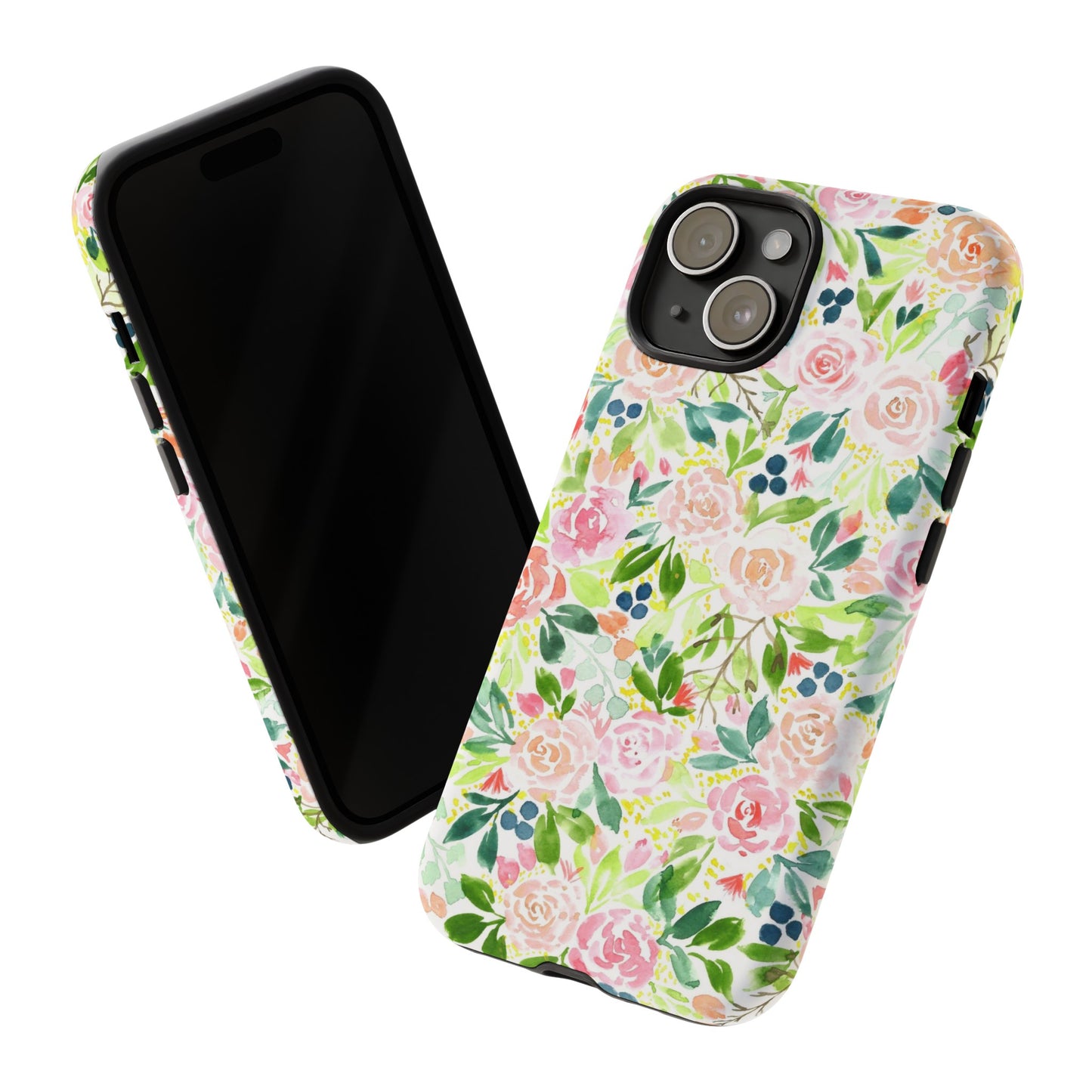 Pink Rose Pattern Tough iPhone Case