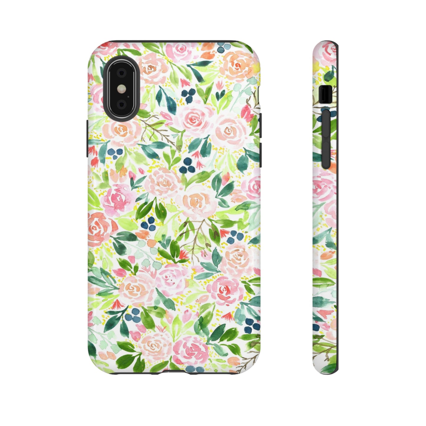 Pink Rose Pattern Tough iPhone Case