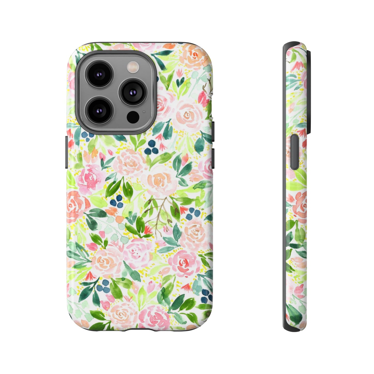 Pink Rose Pattern Tough iPhone Case