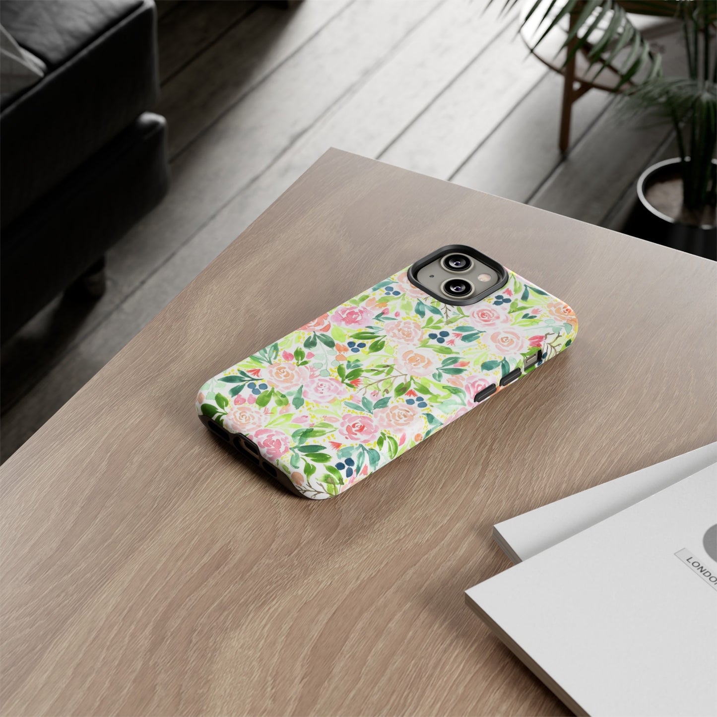 Pink Rose Pattern Tough iPhone Case