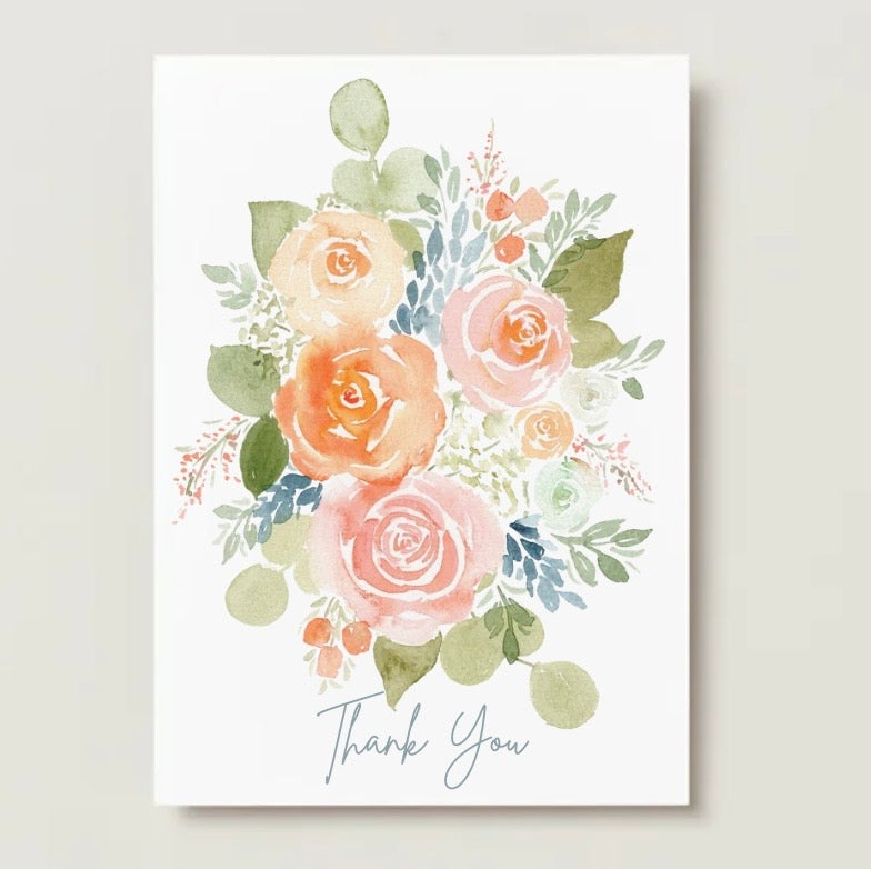 Floral Thank You Card - Flat