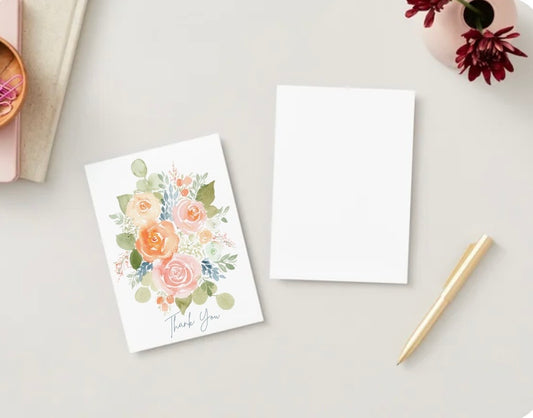 Floral Thank You Card - Flat