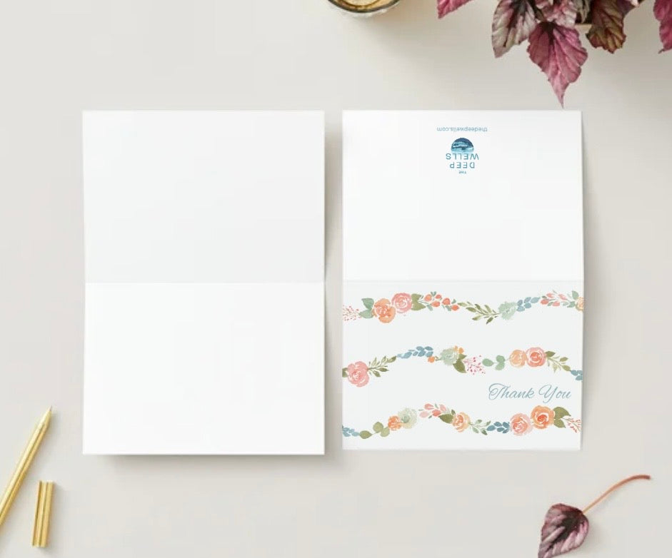 Floral Watercolor Thank You Card (Folded with Envelope)