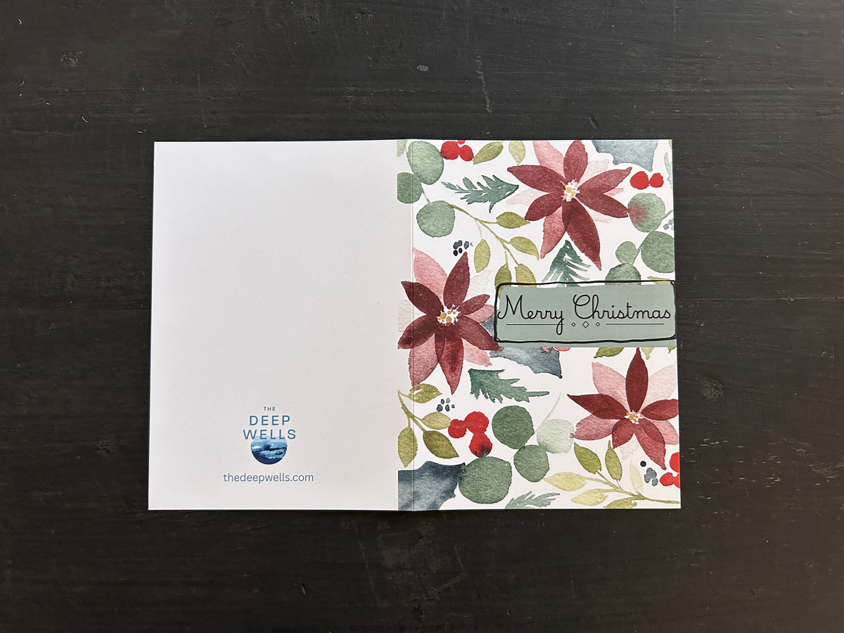 Christmas Greeting Card Poinsetta Holly Pattern