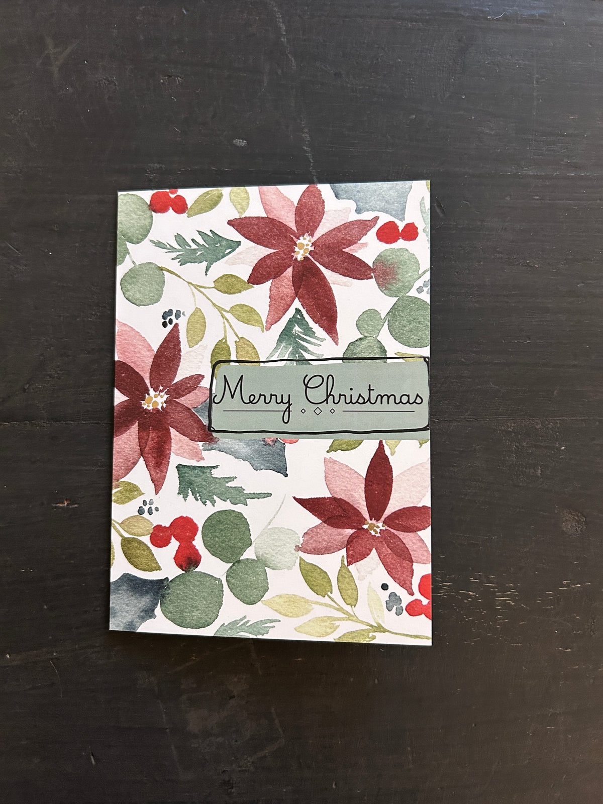 Christmas Greeting Card Poinsetta Holly Pattern