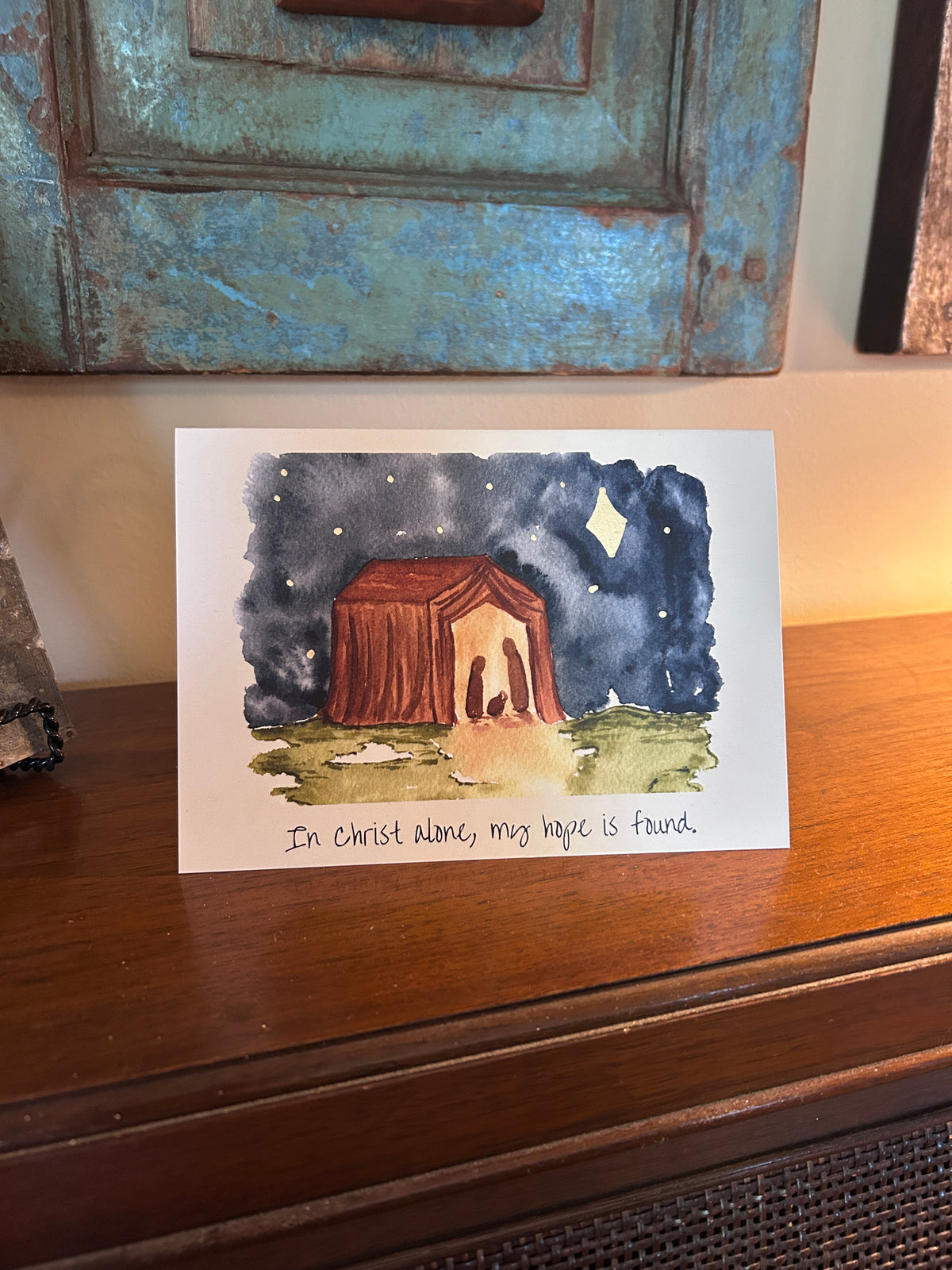Christmas Watercolor Nativity Greeting Card