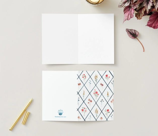 Fall Watercolor Floral Patterned Folded Blank Greeting Card